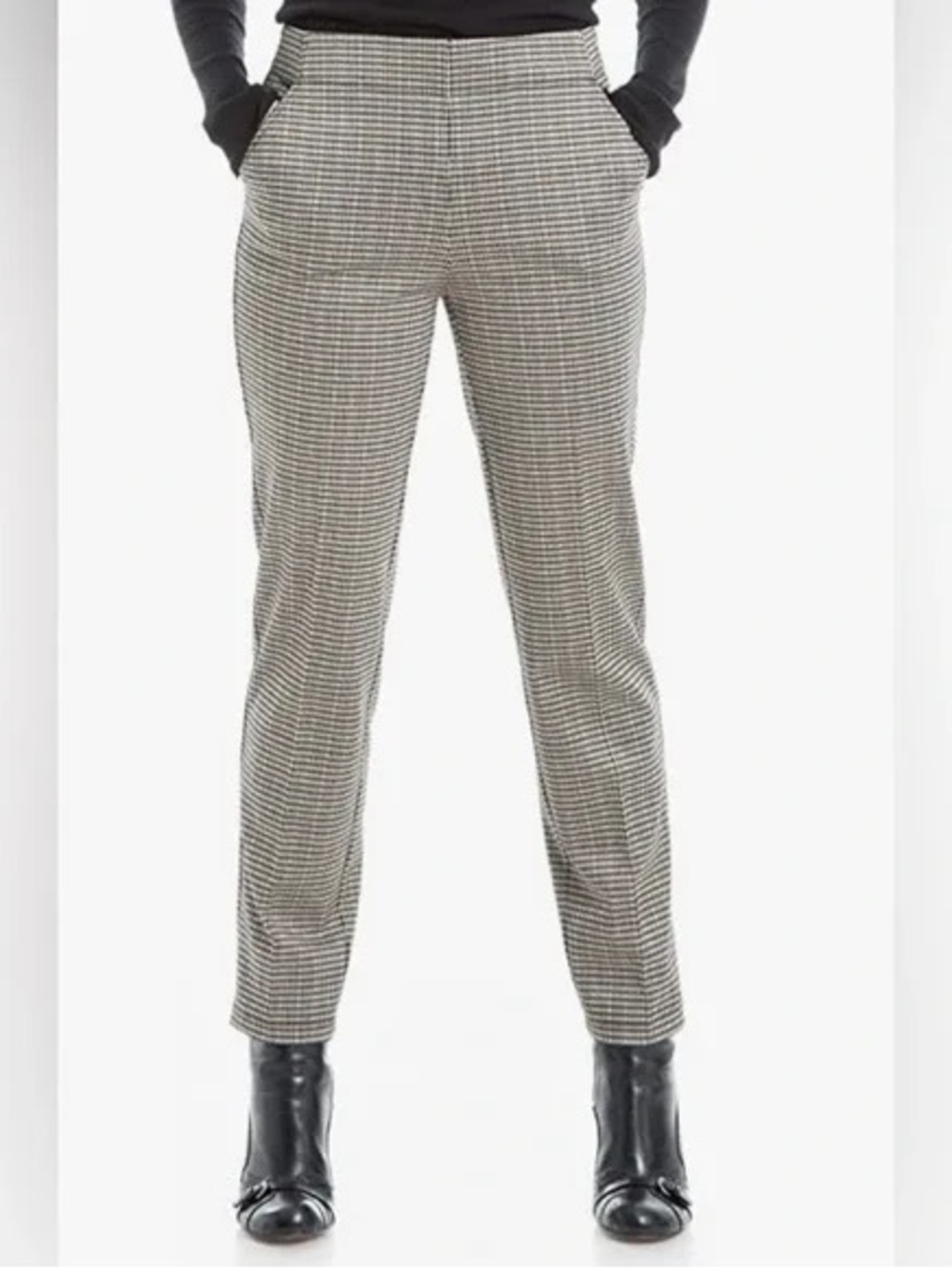 Max Studio Black & White Houndstooth Slim Chinos